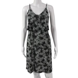 Viereck Women Sundress Black V Neck Floral Sleeveless Pullover Size XS